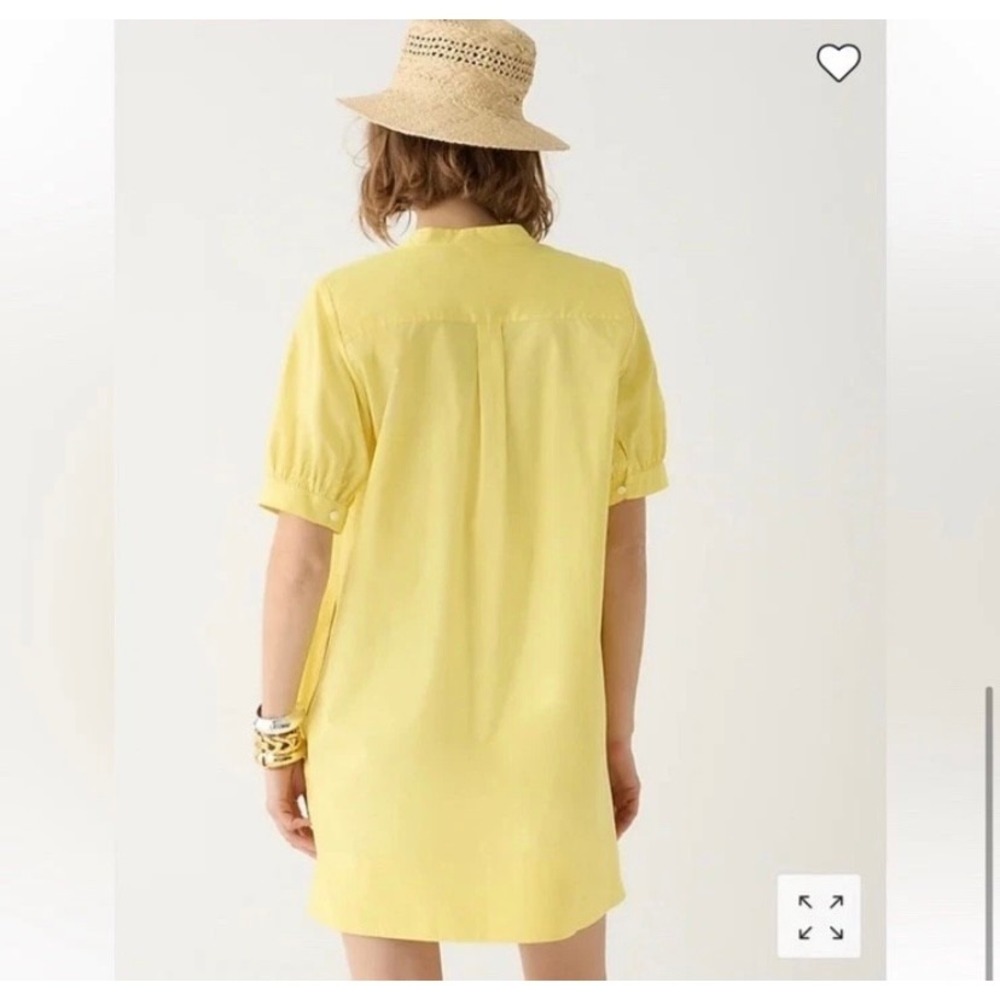 J Crew Short Sleeve Mini Dress Yellow Cotton Poplin Womens Small Tall - Picture 3 of 14